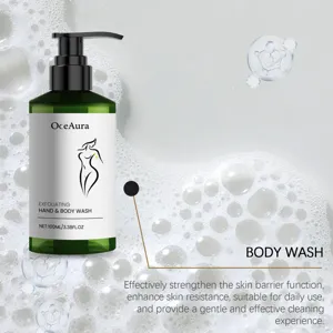 OceAura exfoliating hand and body wash with pump, gentle cleansing daily skincare formula.