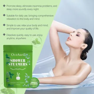 OceAura mint shower steamers for relaxation, soothing eucalyptus aroma bath tablets, 7 pcs.