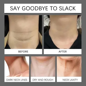 Imagen detallada de crema reafirmante de cuello con resultados antes y después.