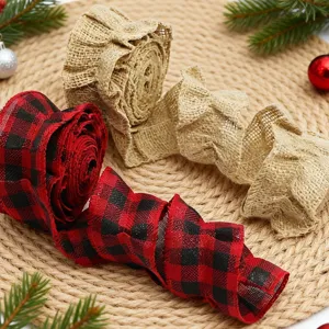 Christmas Plaid Ribbon Buffalo Check Fabric Trim For Christmas Tree Garland Craft Holiday Party Decoration