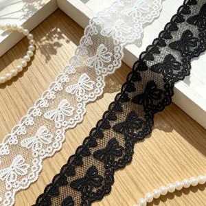 Embroidery Bowknot Mesh Lace Trim Polyester Fabric Ribbon For Sewing DIY Craft Garment Clothing Decoration