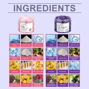 Detailed ingredients view of Oceaura body butter and wash cream with natural plant extracts.