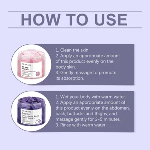 Detailed usage instructions and product close-ups for OceAura body care cream and wash.
