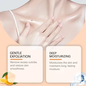 Citrus body scrub detail showing gentle exfoliation and deep moisturizing skin care effect.