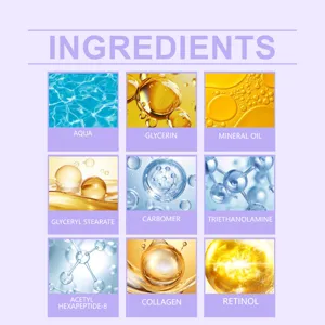 Neck cream ingredient details infographic showing active skincare components for firming care.