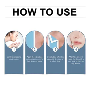 Guide d'utilisation détaillé des bandes de cire pour épilation du visage simple.