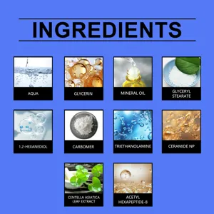 Detailed view of the neck cream's active ingredients, showing key natural extracts.