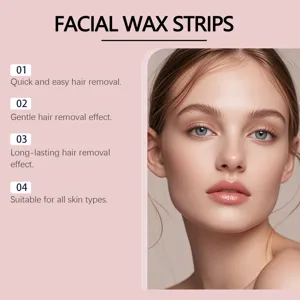 Facial wax strips for quick, gentle and long-lasting hair removal for all skin types.
