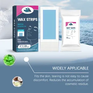 HANCHOBIT Bandes de Cire Visage Peau Sensible, Kit Épilation Douce à l'Huile d'Amande Lingettes