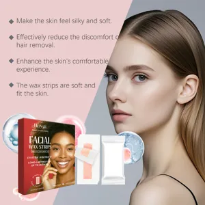 Facial wax strips for women, gentle hair removal for face chin lip and brow with post wipes.