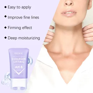 EELHOE firming neck cream detail view showing collagen lifting and roller applicator features.