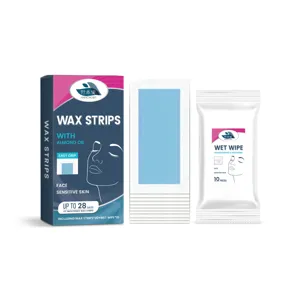 Ensemble de bandes de cire dépilatoire pour le visage avec lingettes pour peau sensible