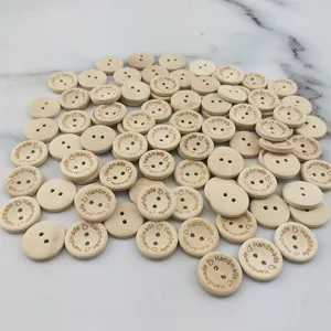 Bulk wooden buttons 20mm 2-hole handmade craft buttons for sewing scrapbooking DIY decor