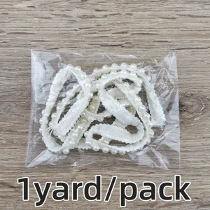White pearl lace trim ribbon 1 yard per pack for DIY crafts gift wrapping and sewing apparel accessories