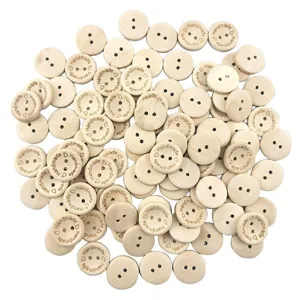 Wooden buttons 2 holes 20mm handmade sewing scrapbooking craft wood material detail view.