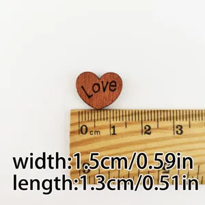 Wooden heart button craft DIY sewing clothes accessories decorative 14mm brown love