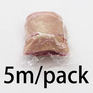 Pink gold stamping plush ribbon 4cm wide, 5m per pack for sewing gift wrapping and wedding decor.