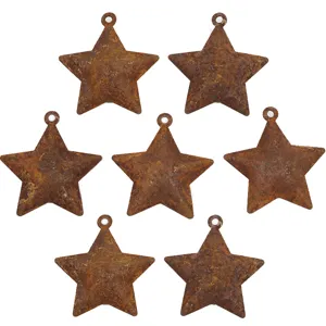 Pendatifs de étoiles en métal rouillé vintage pour décoration suspendue d'arbre de Noël.