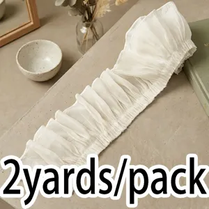 White pleated chiffon ruffle trim fabric for sewing wedding dresses and garment decoration 2 yards