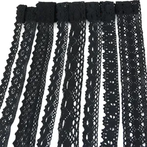 Black cotton lace trim ribbon DIY sewing fabric garment gift wrapping decorative lace 5m