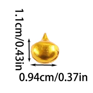Gold craft bell detail view showing precise dimensions of 1.1cm height and 0.94cm width.