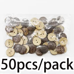 50pcs 2cm natural coconut wood buttons 2-hole sewing buttons for DIY crafts clothing accessories