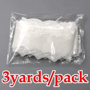 White cotton lace trim roll in package, perfect for sewing, wedding dress and DIY home decor.