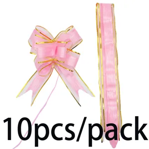 Laços tiradores de organza borde oro rosa para envolver regalos decoracion 10pcs