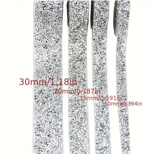 DIY self-adhesive crystal rhinestone ribbon trim with multi widths for sewing and crafting.