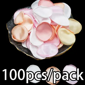 100pcs artificial rose petals for wedding party decorations, 3x3.8cm silk fabric flowers.