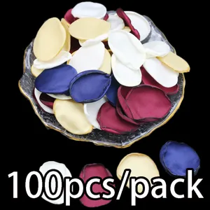 Artificial rose petals for wedding party decoration, 100pcs pack, multi-color fabric floral DIY.