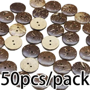 50pcs 2cm Round Coconut Wooden Buttons 2 Holes Sewing Craft DIY Garment Accessories Decor