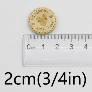 2cm wooden heart button sewing craft DIY handmade wooden buttons with love engraving.
