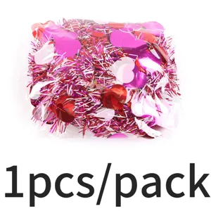 Valentine's Day tinsel garland with heart cutouts, 2m pack wedding party decoration.