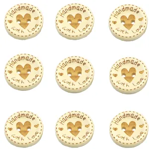 2cm wooden heart buttons handmade with love for diy sewing clothes accessories 9pcs