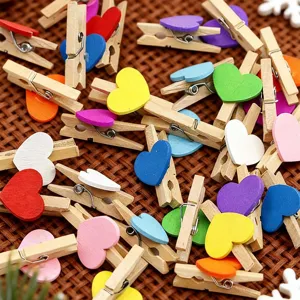Mini Bunte Holz Foto Klips Herzförmige Handwerk Klips Für Hochzeit Party Heimdekoration