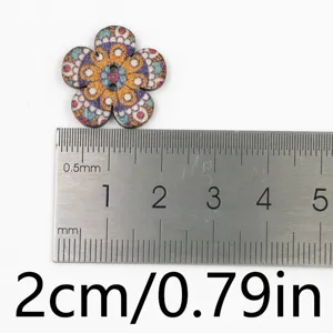 Retro colorful floral wooden buttons 2-hole DIY sewing decorative accessories 2cm