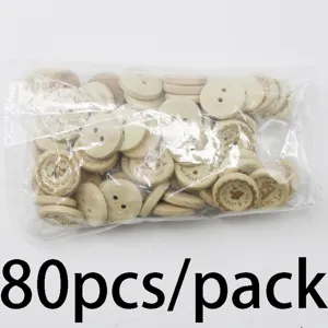 Wooden sewing buttons 2cm 2-hole bowl shaped mixed design decorative craft buttons 80pcs