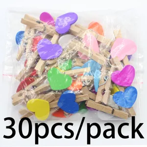 30 Stk. Mini Holz Herz Klammern, bunte Fotoklammern für Party und Hochzeit Dekoration.