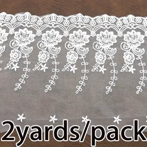 White mesh lace trim 23cm wide embroidery fabric sewing DIY craft 2 yards per pack