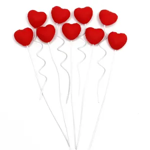 Red heart cake topper details, 25mm soft rubber material, perfect for DIY party decor.