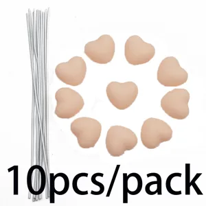 Heart-shaped soft glue pieces with sticks for dessert table DIY party decoration, 10pcs.