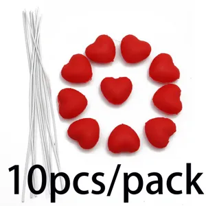 10pcs red heart cake toppers 25mm soft rubber dessert table party DIY decoration