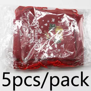 5pz Sacchetti Regalo in Velluto Rosso Natalizio 10x12cm Bustina con Coulisse per Feste