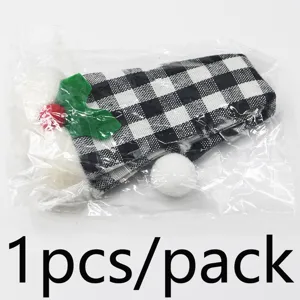 Weihnachten Büffel Plaid Weinflasche Cover Set mit grünen Blättern für Party Deko