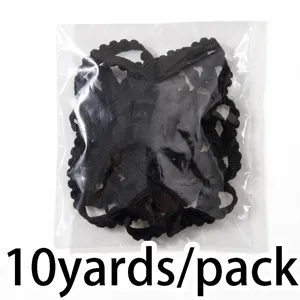 Ruban de dentelle noire emballe dans un sac transparent, 10 yards par paquet pour couture.