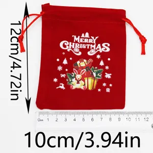 Sacchetto regalo di Natale in velluto coulisse 10x12cm decorazione festa rosso