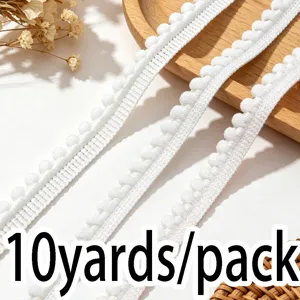 Ruban de frange à pompons blanc 10 yards pack dentelle pour la couture et robe de mariée