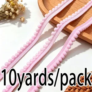 Beau ruban galon pompon rose 1.2cm de largeur pour couture vetements deco mariage