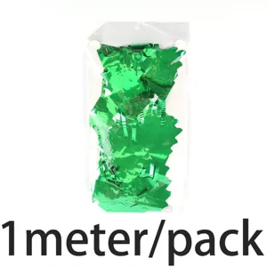 Green Christmas tree foil tinsel fringe curtain for party decoration, 1 meter per pack.